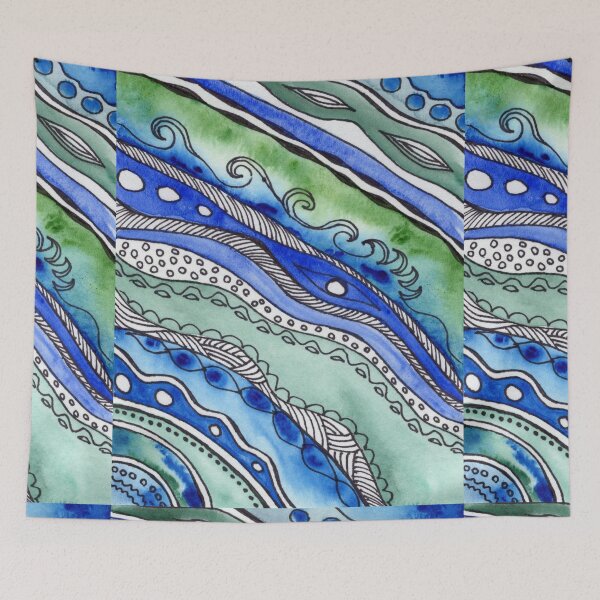 Item preview, Lines Rocks Waves Blue And Gray Watercolor IV designed and sold by Irina Sztukowski.
