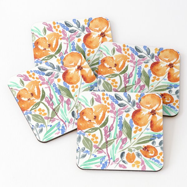 Item preview, Watercolor Flowers Gold Blue And Dusty Pink I designed and sold by Irina Sztukowski.