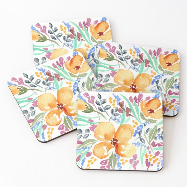 Item preview, Watercolor Flowers Gold Blue And Dusty Pink II designed and sold by Irina Sztukowski.