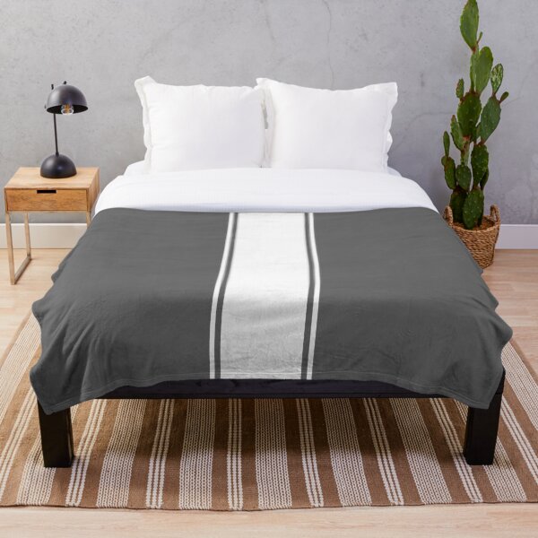 Item preview, Single Racing Stripe (wide) With 2 Pinstripes - White on Gray designed and sold by Racing Stripes Only.
