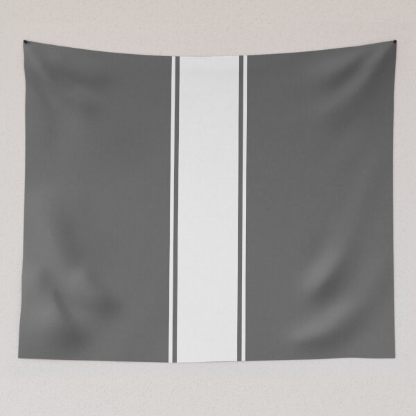 Item preview, Single Racing Stripe (wide) With 2 Pinstripes - White on Gray designed and sold by Racing Stripes Only.