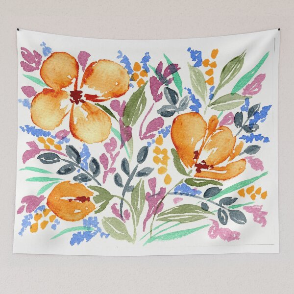 Item preview, Watercolor Flowers Gold Blue And Dusty Pink III designed and sold by Irina Sztukowski.