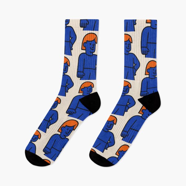 Item preview, Bold Minimalist Cartoon Character – Orange Hair & Blue Outfit Pop Design	 designed and sold by weirdfishes123.