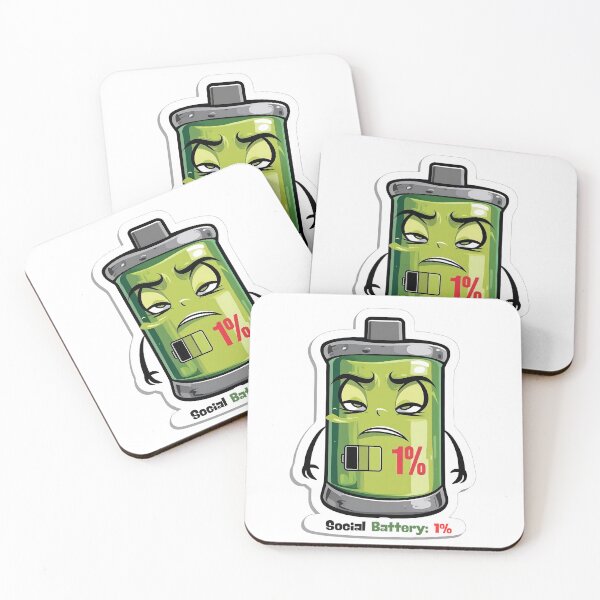 Item preview, Social Battery 1% – Funny Low Energy Sticker for Introverts designed and sold by Zaynoro.