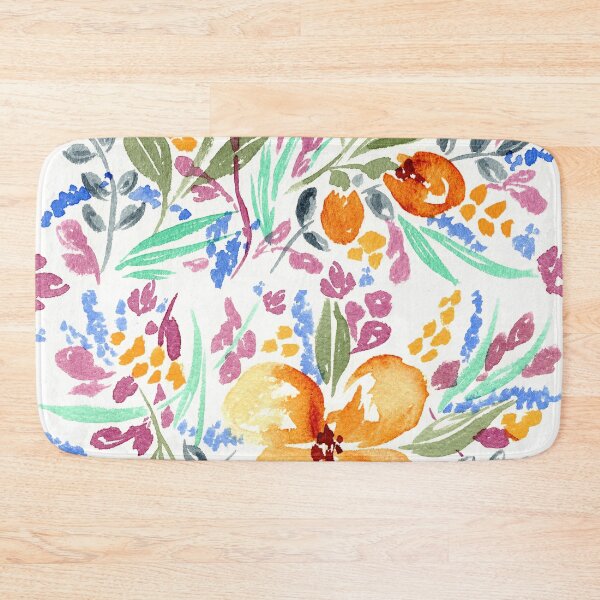 Item preview, Watercolor Floral Garden Golden Blue And Dusty Pink  designed and sold by Irina Sztukowski.