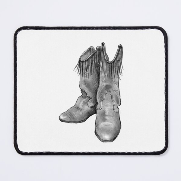 Item preview, Cowgirl Boots, Western Riding Boots with Fringe, Pencil Drawing designed and sold by JoyfulWhimsy.