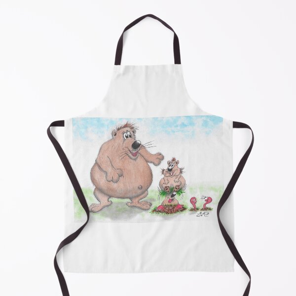 Item preview, Cartoon mole eyeing up worms pops up under baby bear designed and sold by Richard Fettes.