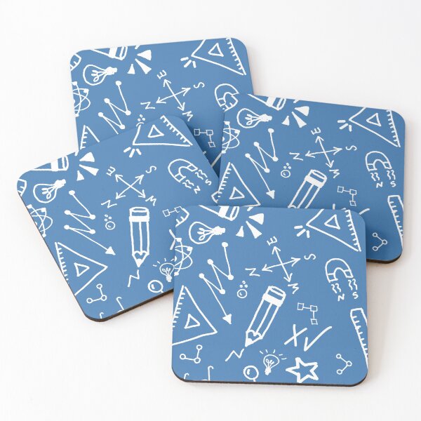 Item preview, Geometry Tools – White Math Instruments on Blue Background designed and sold by Mintiko2.