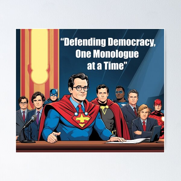 Item preview, Late Night Justice League Comic Art – Pop Art Superhero Talk Show Parody designed and sold by Prithbyshop.