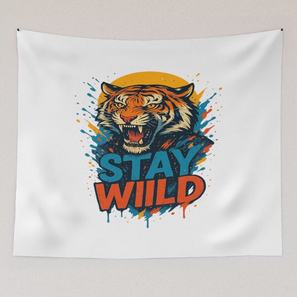 Item preview, Stay Wild – Fierce Tiger Street Art T-Shirt Design designed and sold by PastimeMastery.