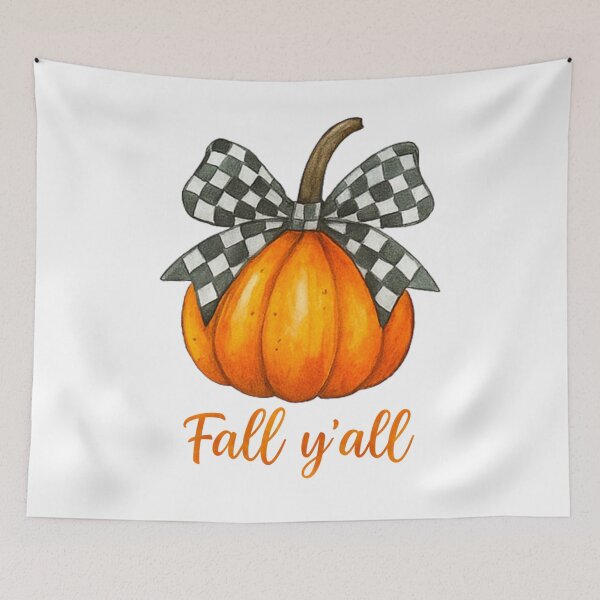 Item preview, Pumpkin with Black Check Bow Fall Y’all Design designed and sold by tigger shop.