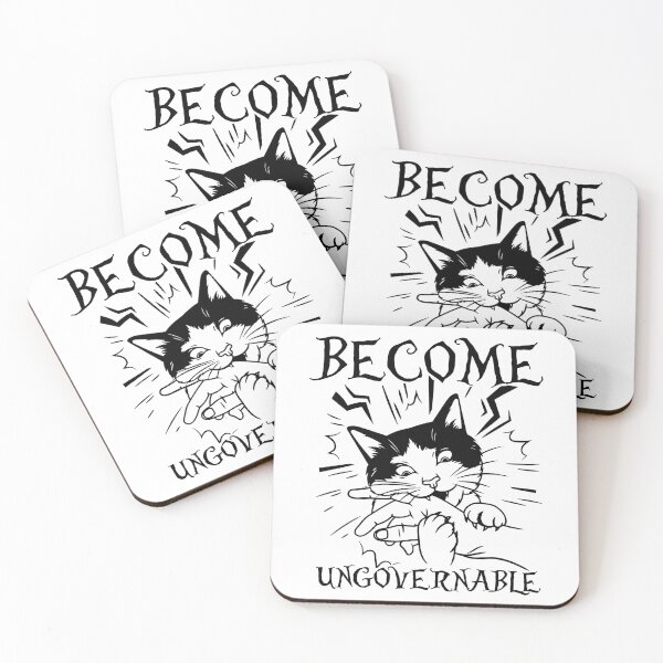 Item preview, Become Ungovernable - Black Cat Biting Hand designed and sold by gear-posters.