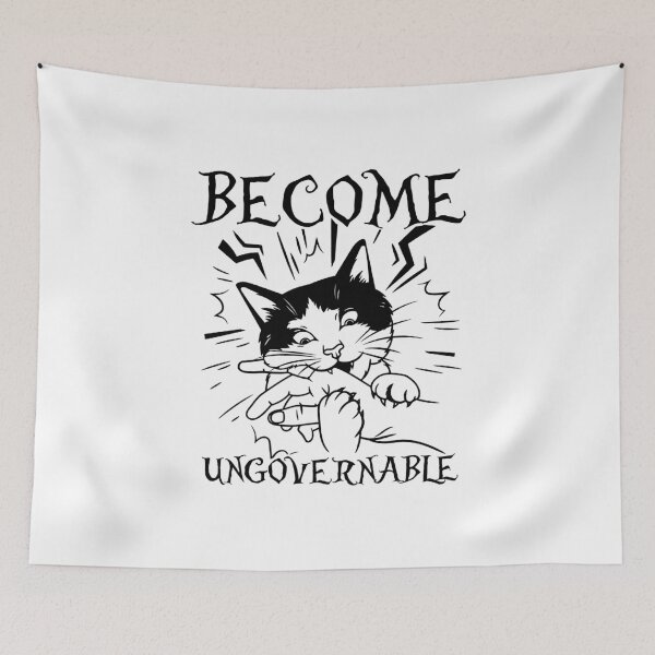 Item preview, Become Ungovernable - Black Cat Biting Hand designed and sold by gear-posters.
