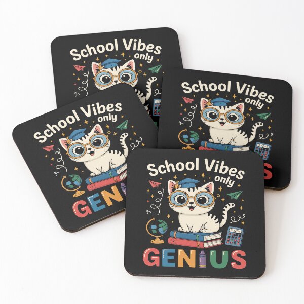 Item preview, School Vibes Only – Genius Cat with Books and Glasses - Back to School designed and sold by Taans-Creation.