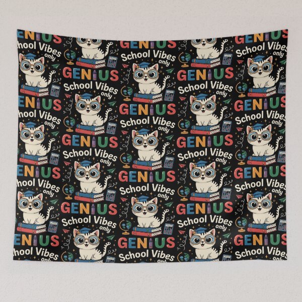 Item preview, School Vibes Only – Genius Cat with Books and Glasses - Back to School designed and sold by Taans-Creation.