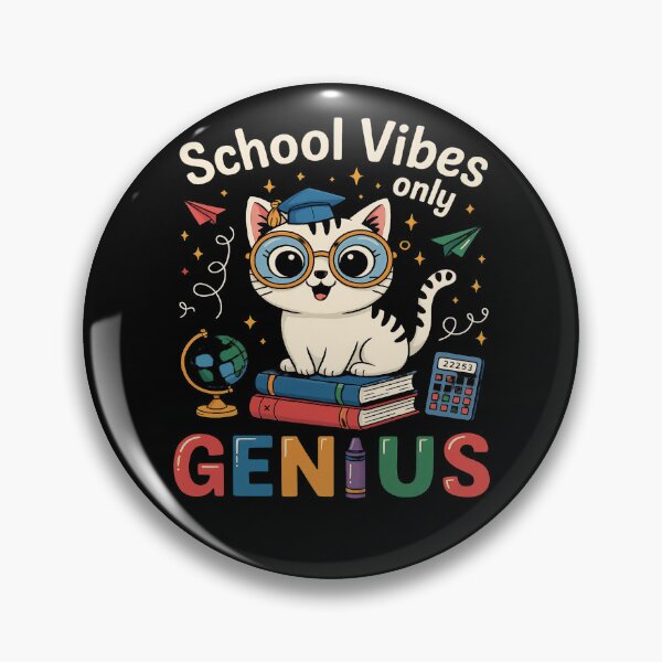 Item preview, School Vibes Only – Genius Cat with Books and Glasses - Back to School designed and sold by Taans-Creation.