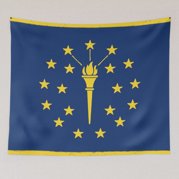Item preview, Flag of Indiana state vector map with Indianapolis – flat design US map illustration, ideal for infographics, websites, education, prints, or creative projects designed and sold by lantoinetoine.