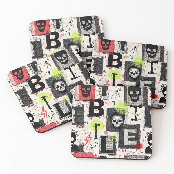 Item preview, Punk Rock Collage Pattern - Skulls and Stamps designed and sold by SoccaTamam.
