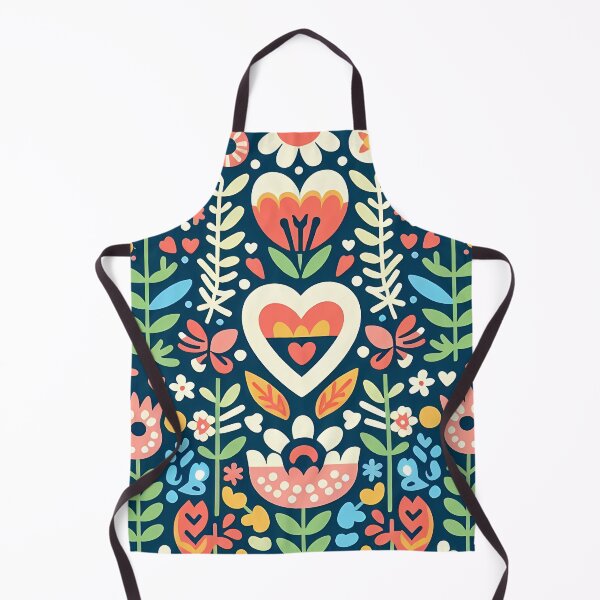 Item preview, Flower Circle: Deep Blue Heart Bloom - Scandinavian Folk Art by heidiannemorris © designed and sold by FOLK ART FUSION.