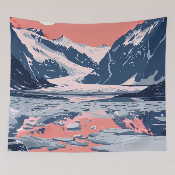 Item preview, Alaska Winter Mountain Lake Minimalist Art Illustration designed and sold by LVTFCOarts.