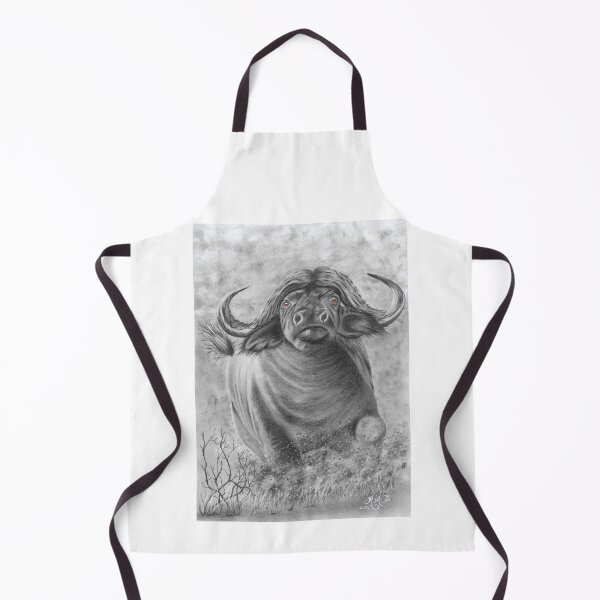 Item preview, B&W Cape buffalo charge designed and sold by Richard Fettes.