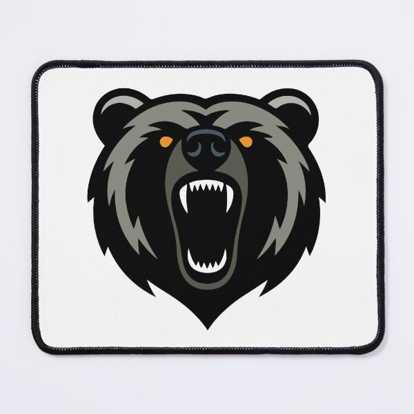 Item preview, Fierce Bear Head Vector illustration Black and Gray Silhouette with Roaring Mouth, Sharp Teeth, and Orange Eyes designed and sold by AtonuHaque.