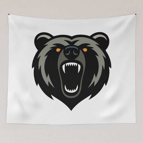 Item preview, Fierce Bear Head Vector illustration Black and Gray Silhouette with Roaring Mouth, Sharp Teeth, and Orange Eyes designed and sold by AtonuHaque.