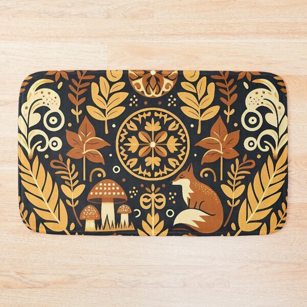 Item preview, Flower Circle: Golden Hush Forest - Scandinavian Folk Art by heidiannemorris © designed and sold by FOLK ART FUSION by heidiannemorris.