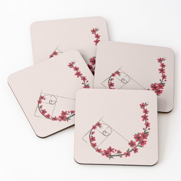 Item preview, Fibonacci Red Cherry Blossom Sakura Flower branch illustration designed and sold by Scarlet Swan.