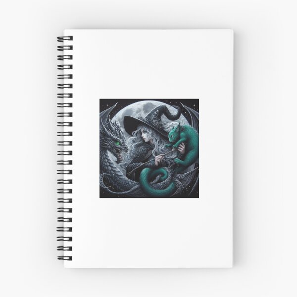 Item preview, witch with 2 helpers - green cat and dragon designed and sold by MarijaArt.