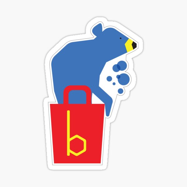 Blue Bear in a Bag Cartoon Sticker
