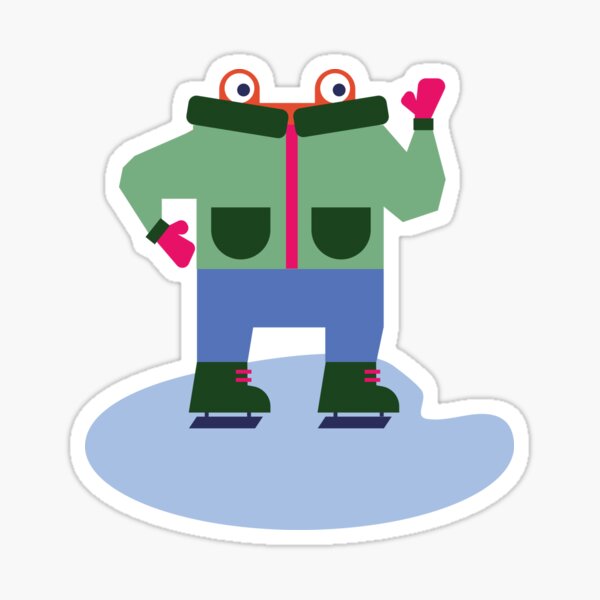 Ice Skating Frog Sticker