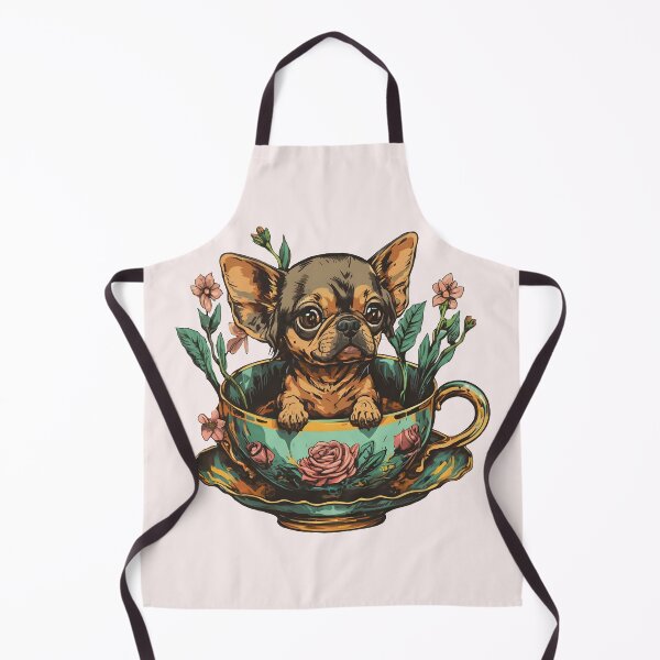 Item preview, Tiny Chihuahua in Vintage Teacup – Floral Dog Art for Chihuahua Lovers designed and sold by EmeraldeaArt.