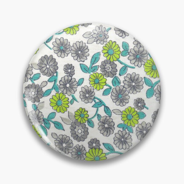 Item preview, Retro verde gris azulado floral sobre blanco designed and sold by ImaginaryAnimal.
