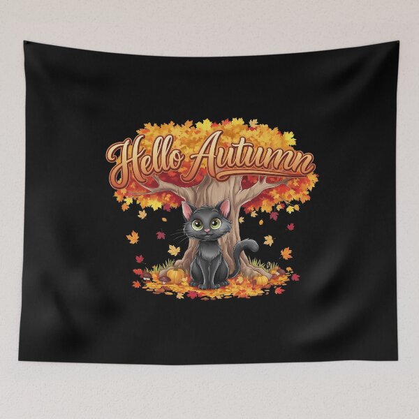 Item preview, Cat Leaf Fall Tree Hello Autumn - The perfect gift for cat lovers and autumn enthusiasts!. designed and sold by ZyziowskyArt.