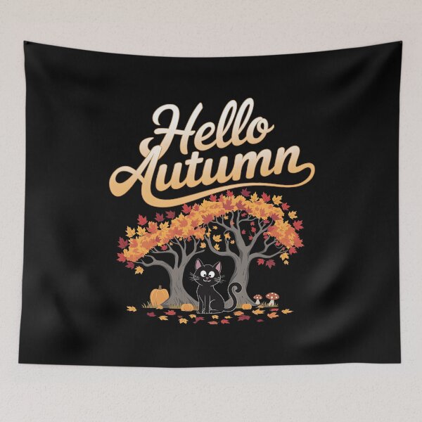 Item preview, Cat Leaf Fall Tree Hello Autumn - The perfect gift for cat lovers and autumn enthusiasts!. designed and sold by ZyziowskyArt.