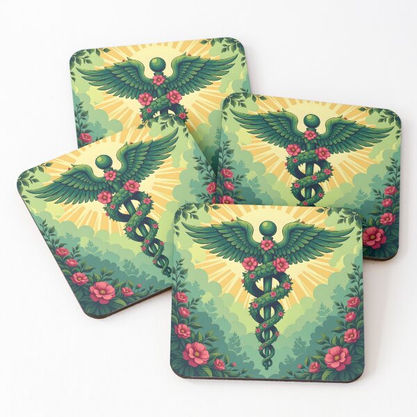 Item preview, Nature Heals – Botanical Caduceus Art designed and sold by EmeraldeaArt.