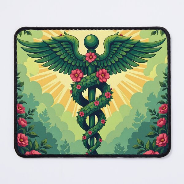 Item preview, Nature Heals – Botanical Caduceus Art designed and sold by EmeraldeaArt.