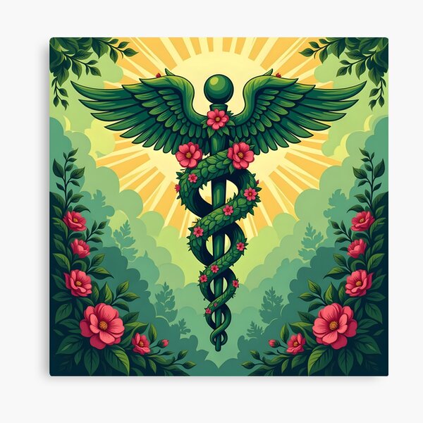 Item preview, Nature Heals – Botanical Caduceus Art designed and sold by EmeraldeaArt.