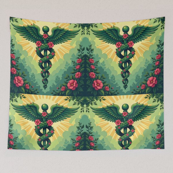 Item preview, Nature Heals – Botanical Caduceus Art designed and sold by EmeraldeaArt.