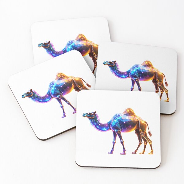 Item preview, "Glowing Digital Camel Art – Futuristic Geometric Neon Animal Illustration" designed and sold by GloriousArtSKD.