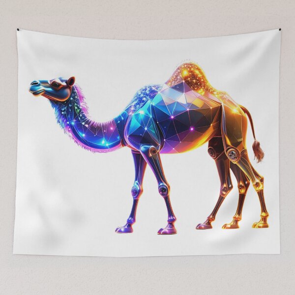 Item preview, "Glowing Digital Camel Art – Futuristic Geometric Neon Animal Illustration" designed and sold by GloriousArtSKD.