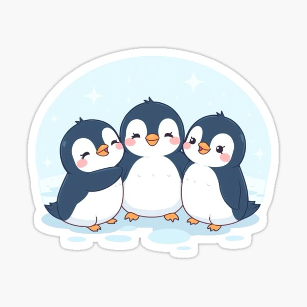 Item preview, Cute Penguin Trio Hugging – Kawaii Winter Pastel Art designed and sold by Tidarat-27.