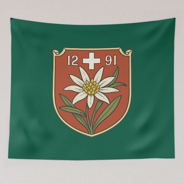 Item preview, Patriotic Swiss Edelweiss Heritage Shield designed and sold by AntiqueImages.