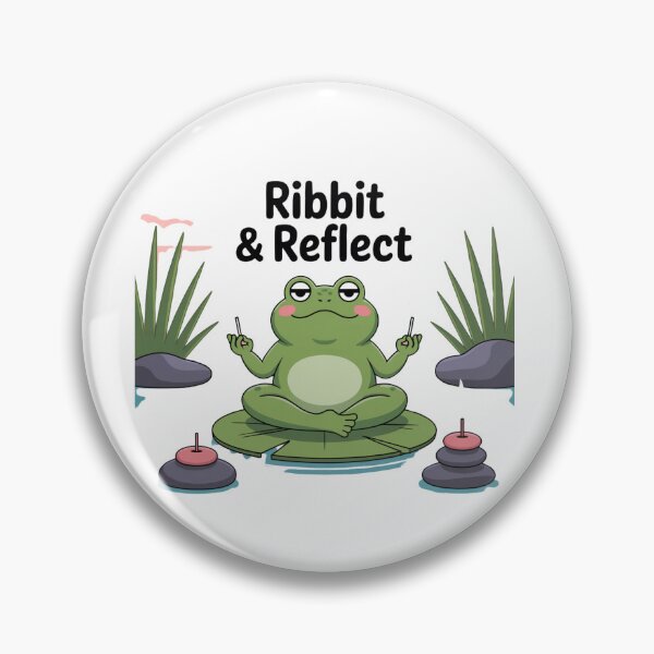 Item preview, Ribbit & Reflect – Meditating Frog Zen Cartoon designed and sold by ArtByYunus.