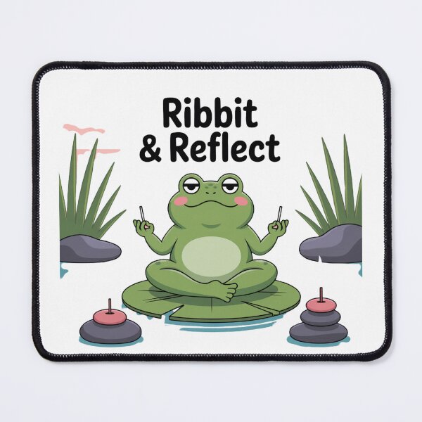 Item preview, Ribbit & Reflect – Meditating Frog Zen Cartoon designed and sold by ArtByYunus.