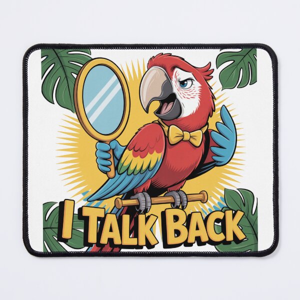 Item preview, I Talk Back – Sassy Parrot with Mirror Cartoon Design designed and sold by ArtByYunus.