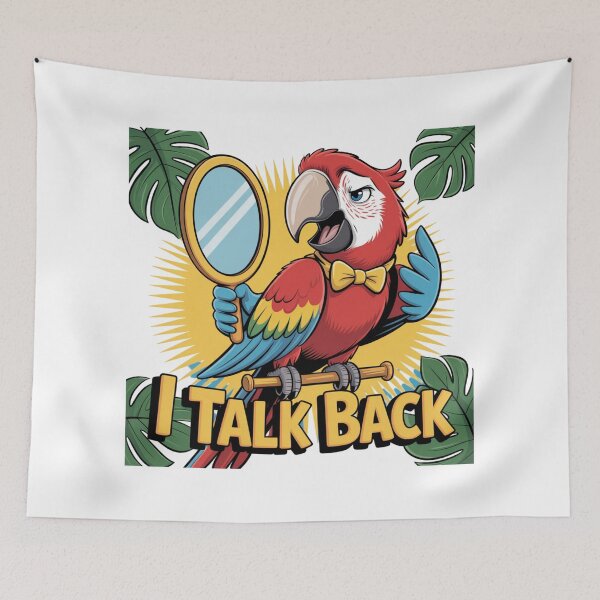 Item preview, I Talk Back – Sassy Parrot with Mirror Cartoon Design designed and sold by ArtByYunus.
