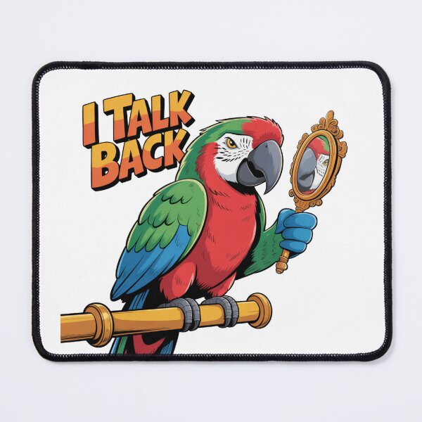 Item preview, I Talk Back – Sassy Parrot with Mirror Cartoon Design designed and sold by ArtByYunus.