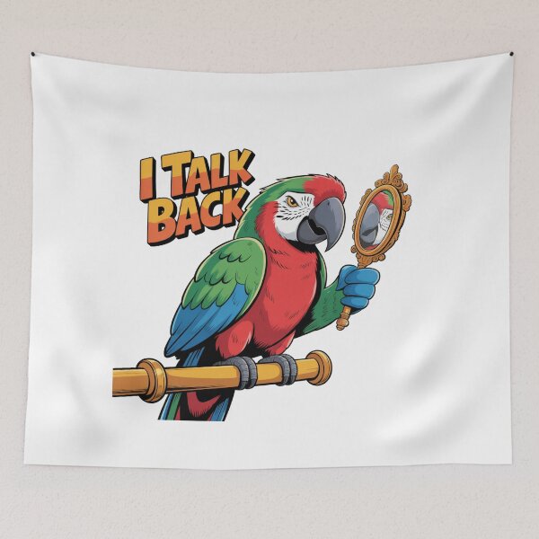 Item preview, I Talk Back – Sassy Parrot with Mirror Cartoon Design designed and sold by ArtByYunus.